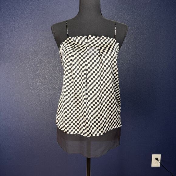 Poleci Tops - NWT Poleci silk black & white patterned tank, size 2